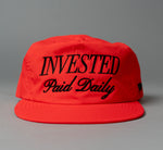 Load image into Gallery viewer, FIRE RED Invested &quot;Paid Daily&quot; Nylon Snapback Hat
