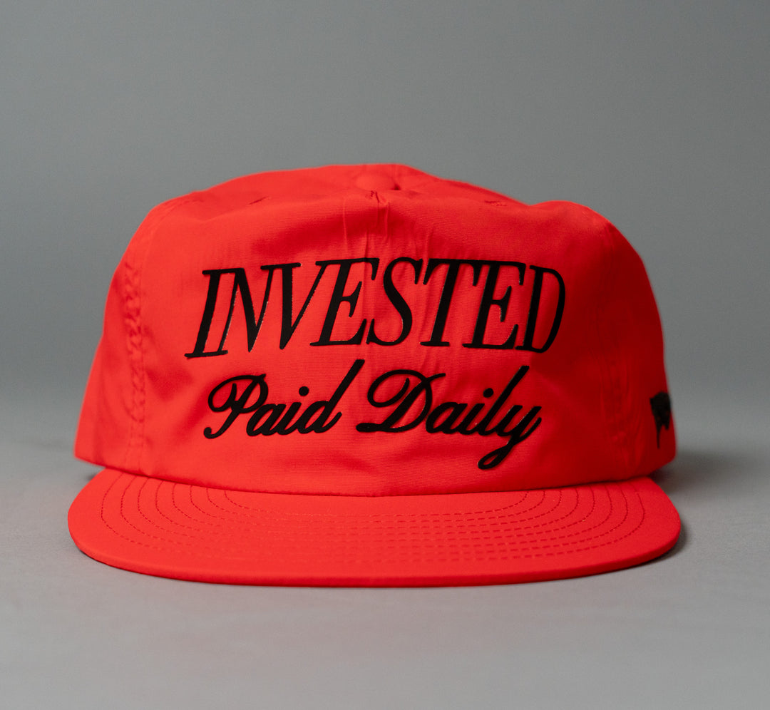 FIRE RED Invested "Paid Daily" Nylon Snapback Hat