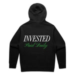 Load image into Gallery viewer, INVESTED PAID DAILY BLACK HOODIE
